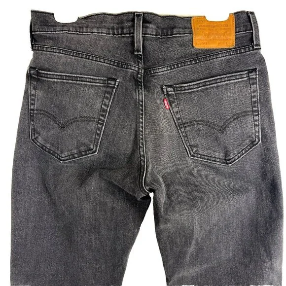 Levis Premium 541 Big E Stretch Black Denim Taper Jeans 32 x 31 True Fit Mens